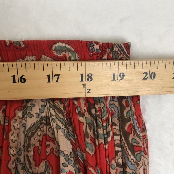 VTG LA CERA Midi Broomstick Skirt Sz M/L Red Paisley 100% Cotton Lined‎ Boho - Picture 10 of 10